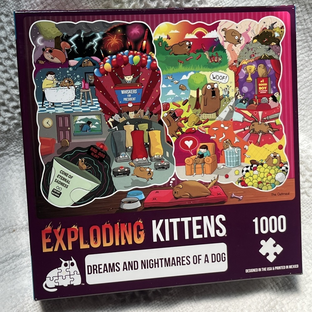 Exploding Kittens Dreams & Nightmares Of Dogs 1000 Piece Jigsaw Puzzle 20x27